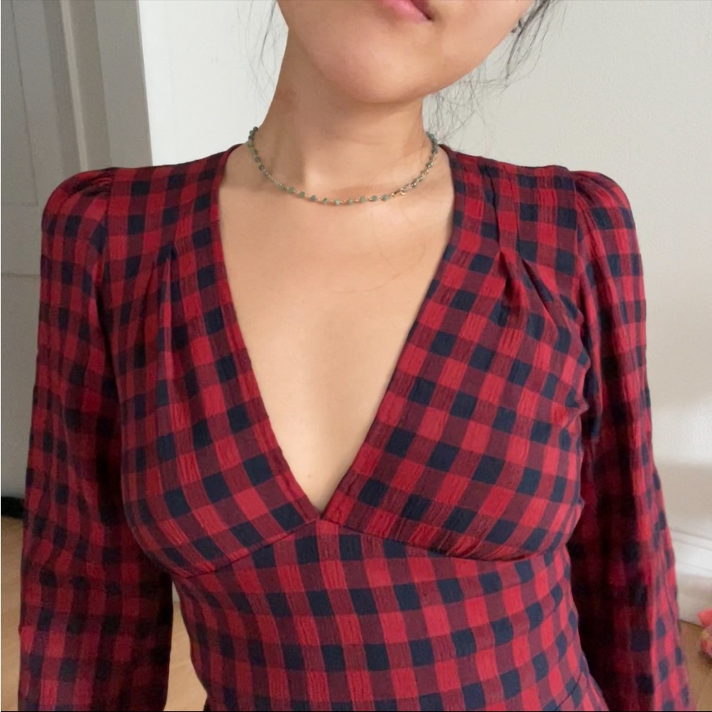 Reformation plaid checkered romper